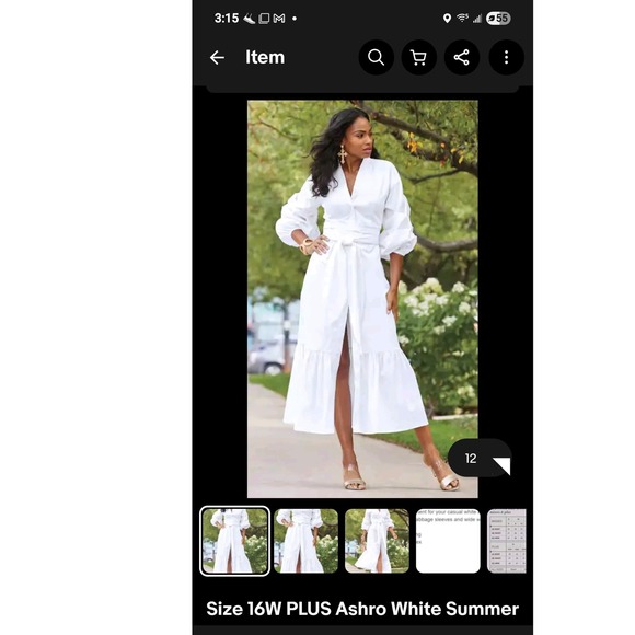 Size 16W Plus Ashro White Summer Wedding Vacation Farah Dress - Picture 1 of 2